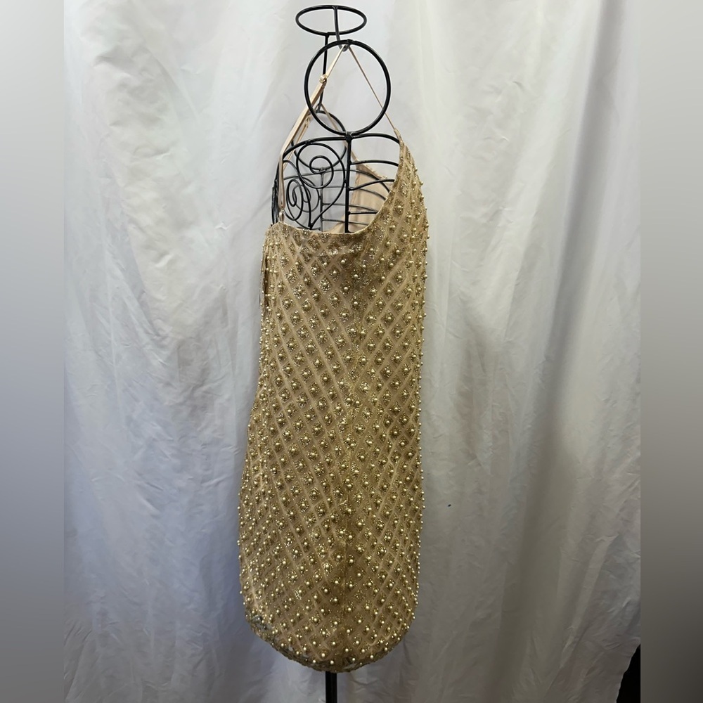 Forever 21 Gold pearl detail shift dress size L - Picture 2 of 10